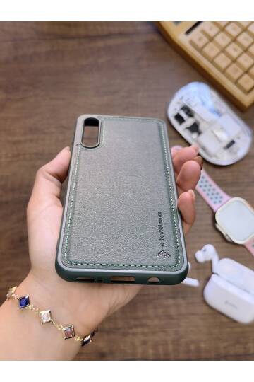Samsung Galaxy A70 Uyumlu Premium Deri Dokulu Darbelere Karşı Dayanıklı Nazal Silikon Kılıf - 7