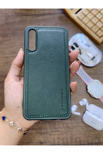 Samsung Galaxy A70 Uyumlu Premium Deri Dokulu Darbelere Karşı Dayanıklı Nazal Silikon Kılıf - 8