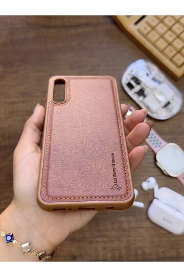 Samsung Galaxy A70 Uyumlu Premium Deri Dokulu Darbelere Karşı Dayanıklı Nazal Silikon Kılıf - 3