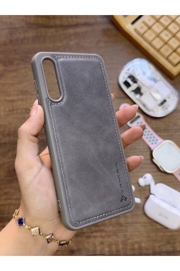 Samsung Galaxy A70 Uyumlu Premium Deri Dokulu Darbelere Karşı Dayanıklı Nazal Silikon Kılıf - 13