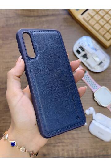 Samsung Galaxy A70 Uyumlu Premium Deri Dokulu Darbelere Karşı Dayanıklı Nazal Silikon Kılıf - 17