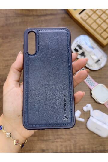 Samsung Galaxy A70 Uyumlu Premium Deri Dokulu Darbelere Karşı Dayanıklı Nazal Silikon Kılıf - 20