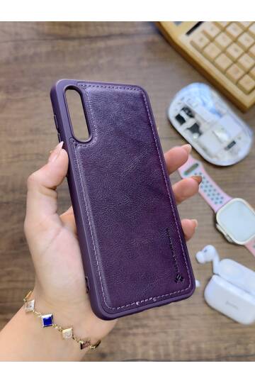 Samsung Galaxy A70 Uyumlu Premium Deri Dokulu Darbelere Karşı Dayanıklı Nazal Silikon Kılıf - 21