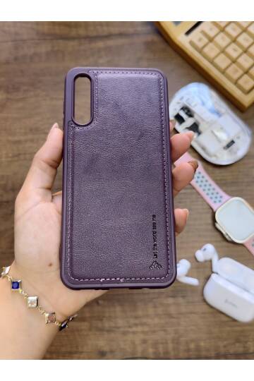 Samsung Galaxy A70 Uyumlu Premium Deri Dokulu Darbelere Karşı Dayanıklı Nazal Silikon Kılıf - 24