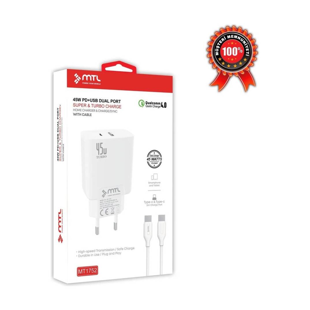 Samsung Galaxy S24+ Uyumlu Süper Hızlı Pd Type-C To Type-C ve 45W Şarj Seti MT-A1752 - 1