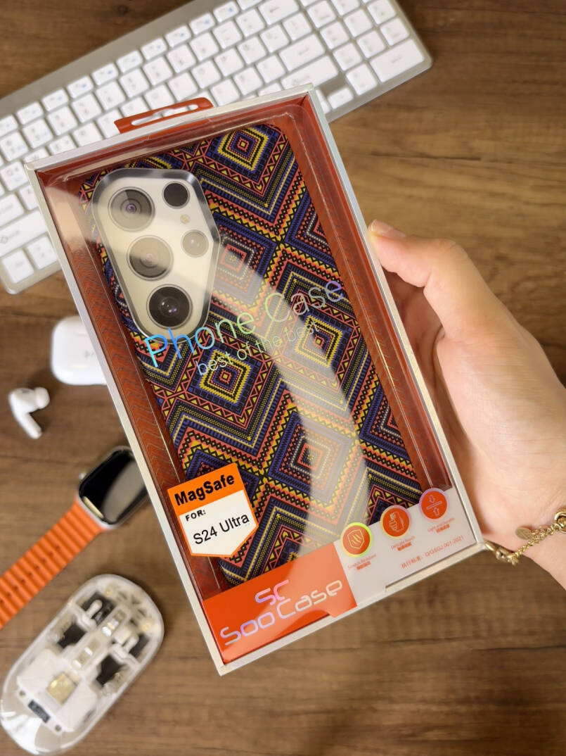 Samsung S24 Ultra Kılıf Etnik Desenli Örgü Görünümlü Magsafe Uyumlu Premium Kapak Kılıf SOO-900 - 11