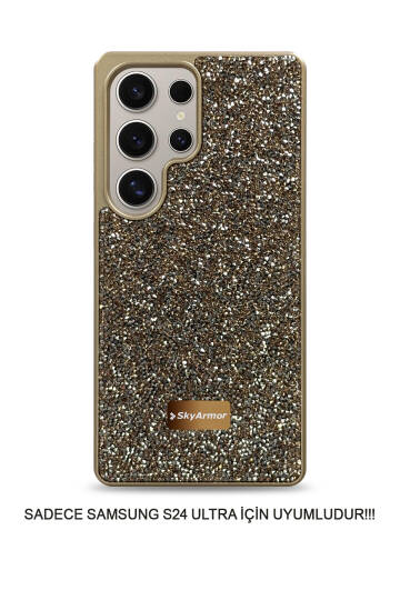 Samsung S24 Ultra Uyumlu Kadife İç Yüzey Tasarımlı Taşlı Işıltılı Parlak Pırlanta Kılıf Dia Plus - 6