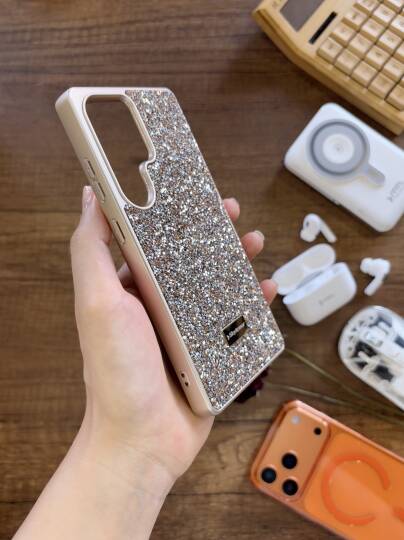 Samsung S24 Ultra Uyumlu Kadife İç Yüzey Tasarımlı Taşlı Işıltılı Parlak Pırlanta Kılıf Dia Plus - 11