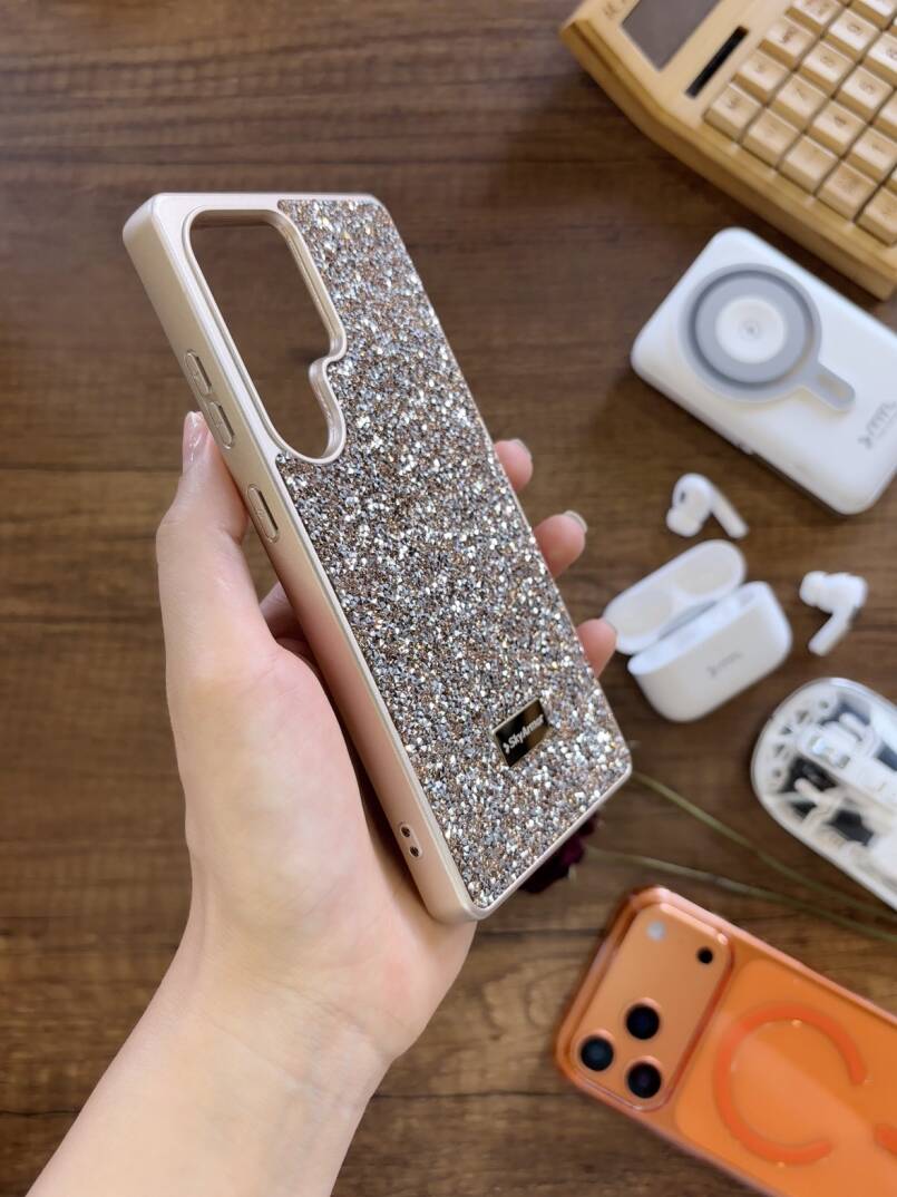 Samsung S24 Ultra Uyumlu Kadife İç Yüzey Tasarımlı Taşlı Işıltılı Parlak Pırlanta Kılıf Dia Plus - 11