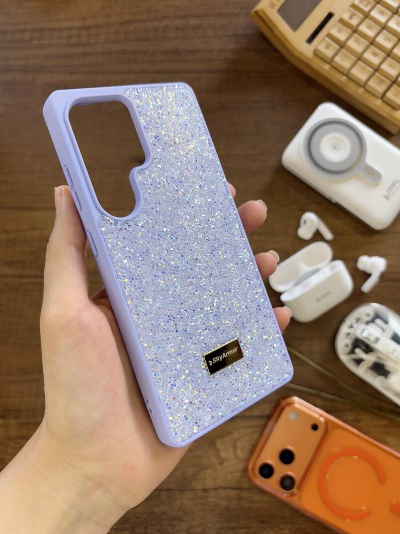 Samsung S24 Ultra Uyumlu Kadife İç Yüzey Tasarımlı Taşlı Işıltılı Parlak Pırlanta Kılıf Dia Plus - 23