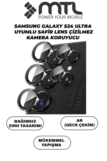 Samsung S24 Ultra Uyumlu Safir Lens Çizilmez Dayanıklı Kamera Koruyucu