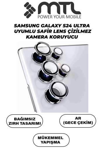 Samsung S24 Ultra Uyumlu Safir Lens Çizilmez Dayanıklı Kamera Koruyucu - 5
