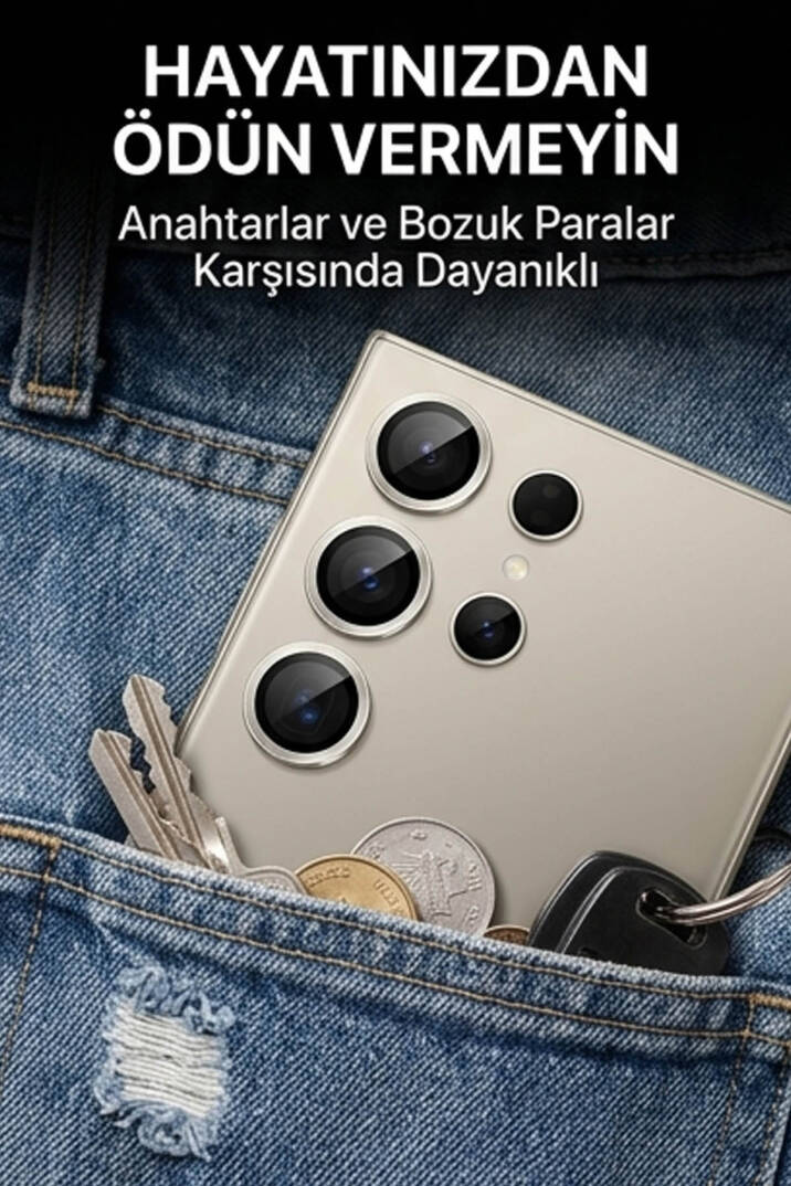 Samsung S24 Ultra Uyumlu Safir Lens Çizilmez Dayanıklı Kamera Koruyucu - 7
