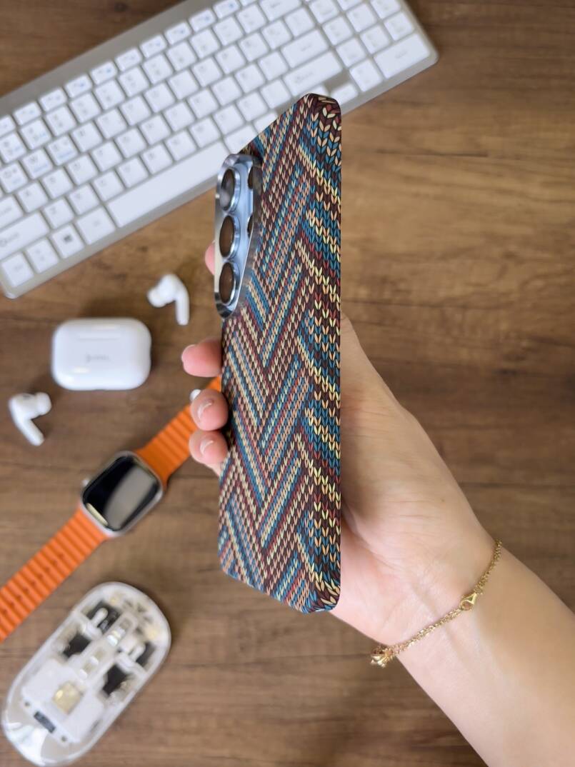Samsung S25 Ultra Kılıf Etnik Desenli Örgü Görünümlü Magsafe Uyumlu Premium Kapak Kılıf SOO-900 - 13