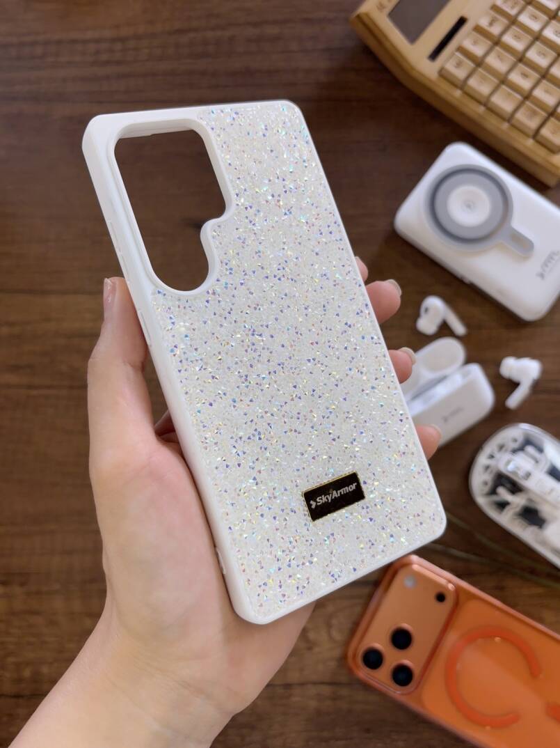 Samsung S25 Ultra Uyumlu Kadife İç Yüzey Tasarımlı Taşlı Işıltılı Parlak Pırlanta Kılıf Dia Plus - 5