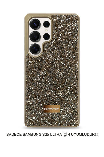 Samsung S25 Ultra Uyumlu Kadife İç Yüzey Tasarımlı Taşlı Işıltılı Parlak Pırlanta Kılıf Dia Plus - 6