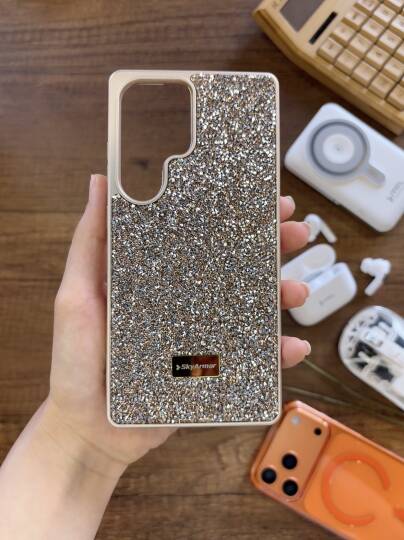 Samsung S25 Ultra Uyumlu Kadife İç Yüzey Tasarımlı Taşlı Işıltılı Parlak Pırlanta Kılıf Dia Plus - 8