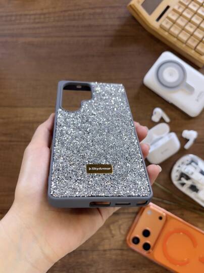 Samsung S25 Ultra Uyumlu Kadife İç Yüzey Tasarımlı Taşlı Işıltılı Parlak Pırlanta Kılıf Dia Plus - 15