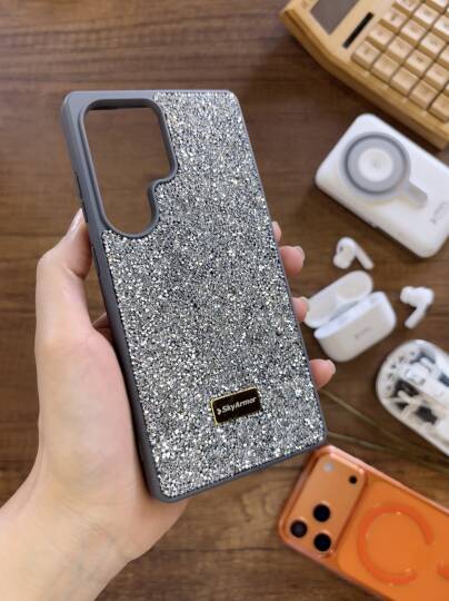 Samsung S25 Ultra Uyumlu Kadife İç Yüzey Tasarımlı Taşlı Işıltılı Parlak Pırlanta Kılıf Dia Plus - 17