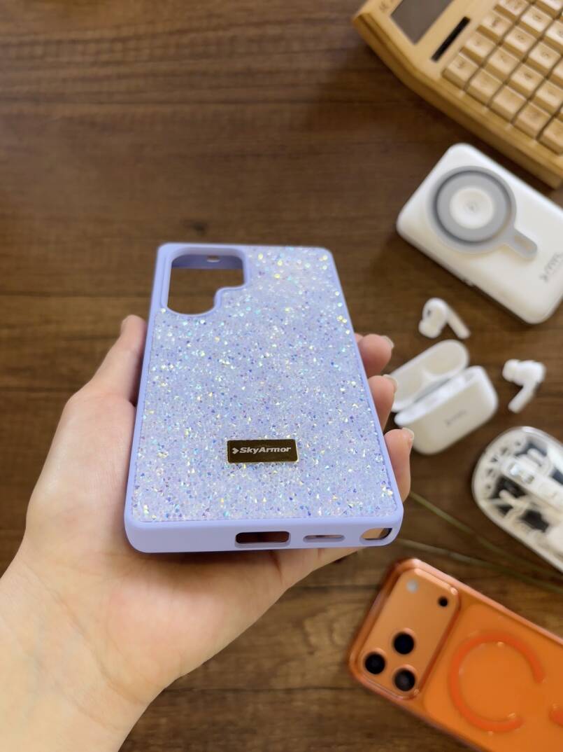 Samsung S25 Ultra Uyumlu Kadife İç Yüzey Tasarımlı Taşlı Işıltılı Parlak Pırlanta Kılıf Dia Plus - 21