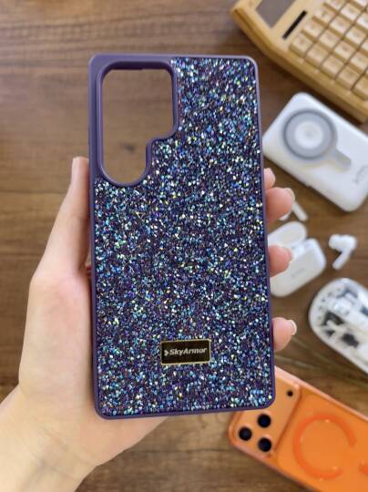 Samsung S25 Ultra Uyumlu Kadife İç Yüzey Tasarımlı Taşlı Işıltılı Parlak Pırlanta Kılıf Dia Plus - 26