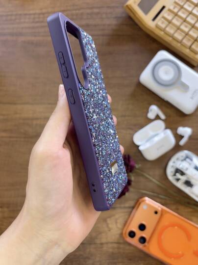 Samsung S25 Ultra Uyumlu Kadife İç Yüzey Tasarımlı Taşlı Işıltılı Parlak Pırlanta Kılıf Dia Plus - 28