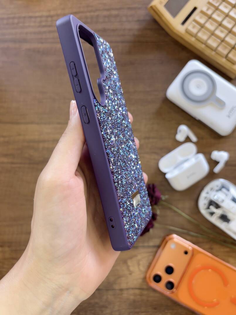 Samsung S25 Ultra Uyumlu Kadife İç Yüzey Tasarımlı Taşlı Işıltılı Parlak Pırlanta Kılıf Dia Plus - 28