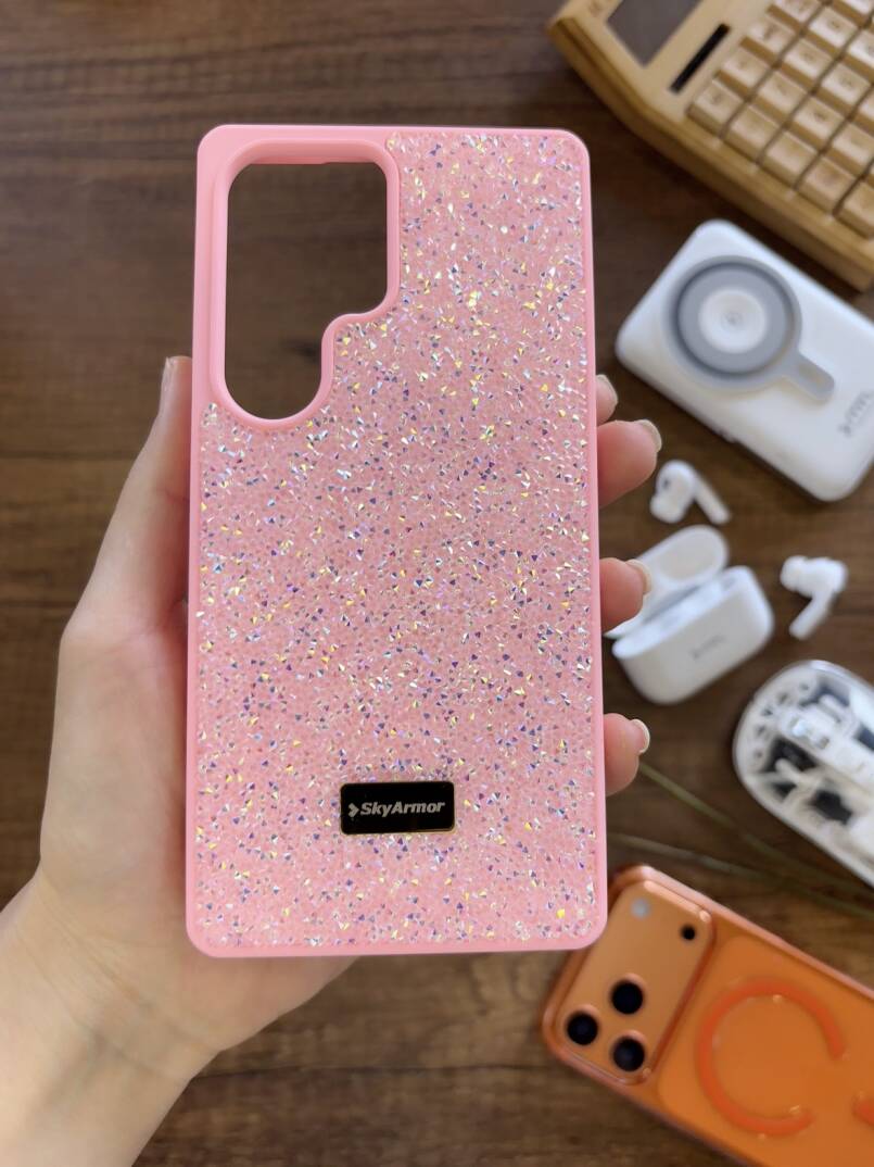 Samsung S25 Ultra Uyumlu Kadife İç Yüzey Tasarımlı Taşlı Işıltılı Parlak Pırlanta Kılıf Dia Plus - 32
