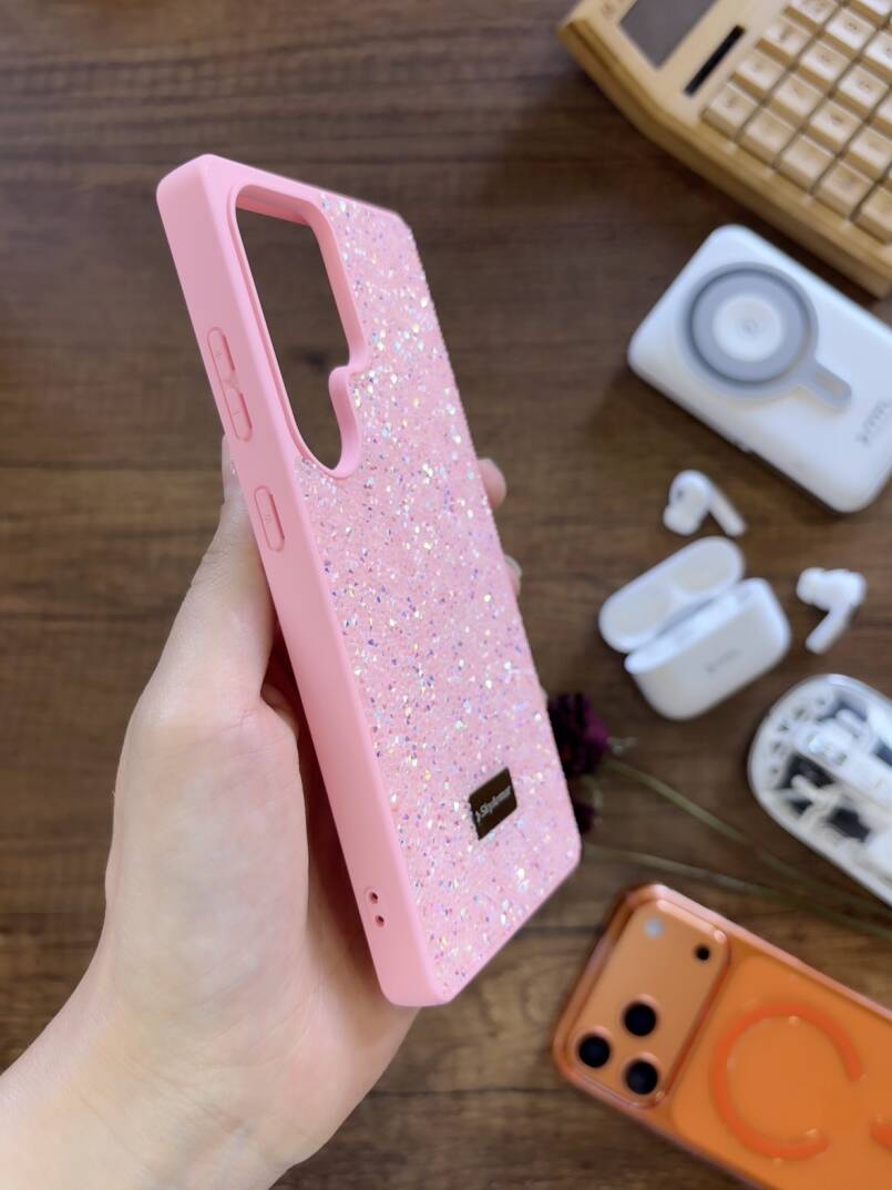 Samsung S25 Ultra Uyumlu Kadife İç Yüzey Tasarımlı Taşlı Işıltılı Parlak Pırlanta Kılıf Dia Plus - 34