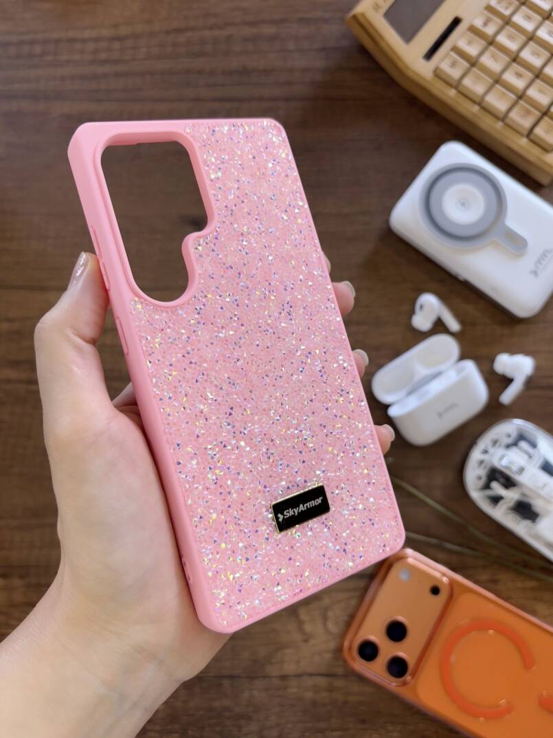 Samsung S25 Ultra Uyumlu Kadife İç Yüzey Tasarımlı Taşlı Işıltılı Parlak Pırlanta Kılıf Dia Plus - 35