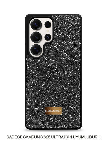 Samsung S25 Ultra Uyumlu Kadife İç Yüzey Tasarımlı Taşlı Işıltılı Parlak Pırlanta Kılıf Dia Plus - 36