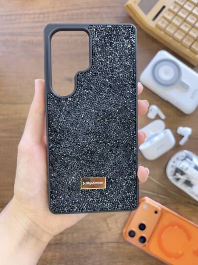 Samsung S25 Ultra Uyumlu Kadife İç Yüzey Tasarımlı Taşlı Işıltılı Parlak Pırlanta Kılıf Dia Plus - 38