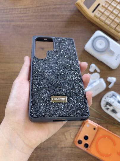 Samsung S25 Ultra Uyumlu Kadife İç Yüzey Tasarımlı Taşlı Işıltılı Parlak Pırlanta Kılıf Dia Plus - 39