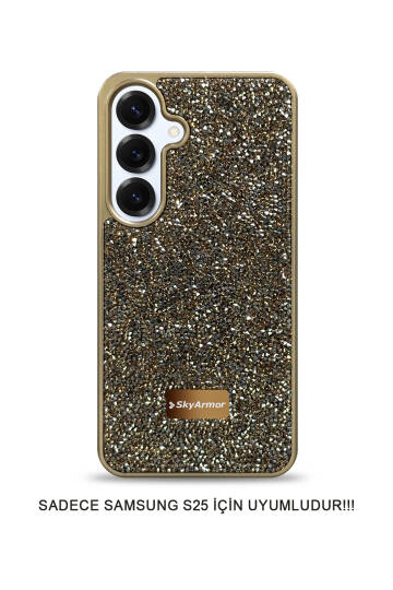 Samsung S25 Uyumlu Kadife İç Yüzey Tasarımlı Taşlı Işıltılı Parlak Pırlanta Kılıf Dia Plus - 7