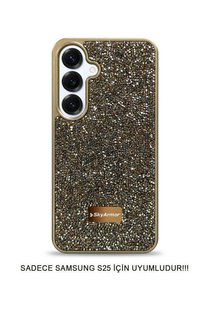 Samsung S25 Uyumlu Kadife İç Yüzey Tasarımlı Taşlı Işıltılı Parlak Pırlanta Kılıf Dia Plus - 7