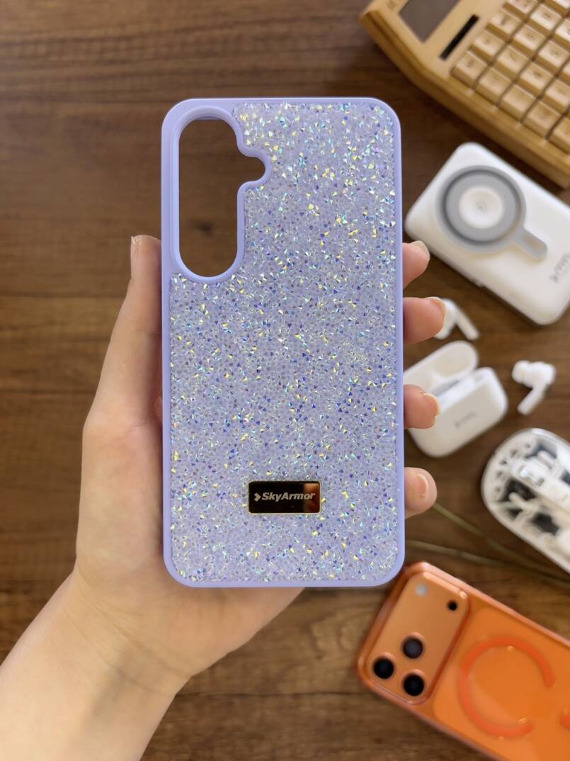Samsung S25 Uyumlu Kadife İç Yüzey Tasarımlı Taşlı Işıltılı Parlak Pırlanta Kılıf Dia Plus - 21