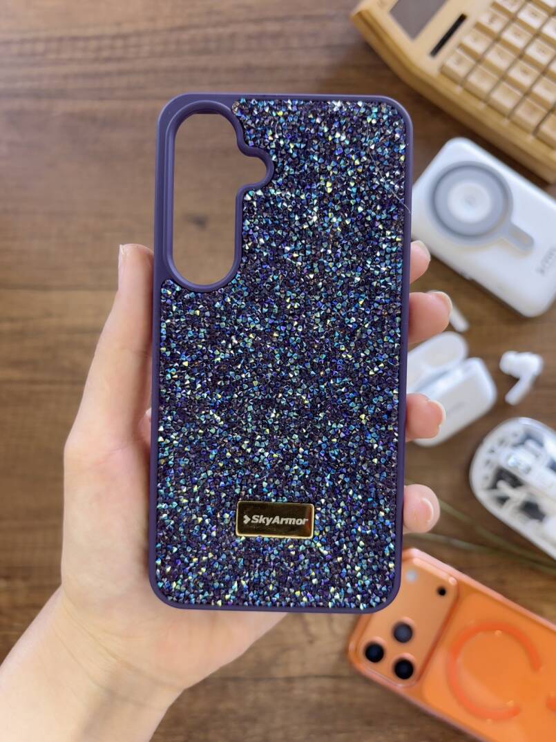Samsung S25 Uyumlu Kadife İç Yüzey Tasarımlı Taşlı Işıltılı Parlak Pırlanta Kılıf Dia Plus - 27