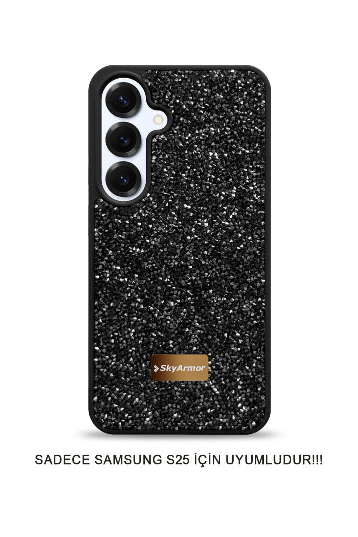 Samsung S25 Uyumlu Kadife İç Yüzey Tasarımlı Taşlı Işıltılı Parlak Pırlanta Kılıf Dia Plus - 37