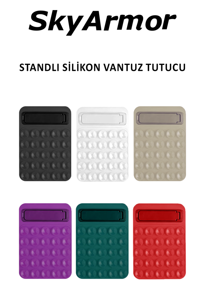 Standlı Silikon Telefon Tutucu – Aynaya ve Cama Yapışan Vantuzlu Selfie Standı Sky165 - 1