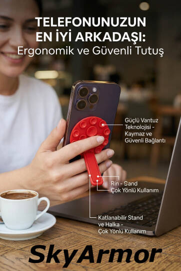 Standlı Silikon Vantuzlu Telefon Sabitleyici ve Masa Üstü Tutucu Sky161 - 3