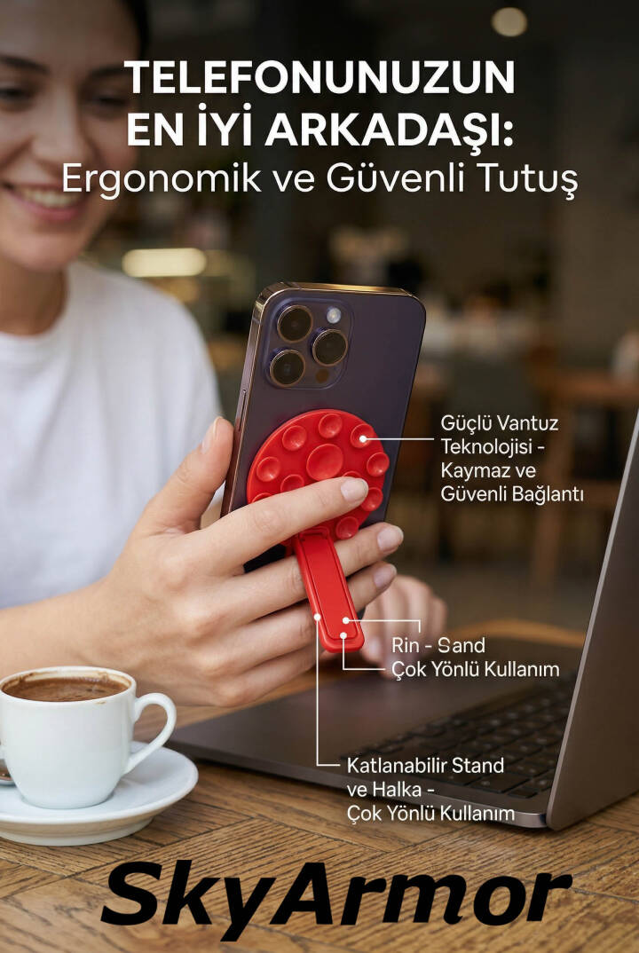 Standlı Silikon Vantuzlu Telefon Sabitleyici ve Masa Üstü Tutucu Sky161 - 3