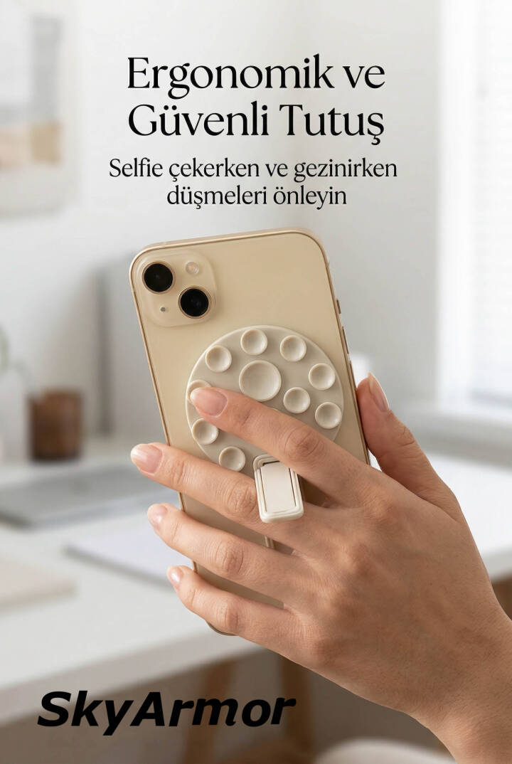 Standlı Silikon Vantuzlu Telefon Sabitleyici ve Masa Üstü Tutucu Sky161 - 4