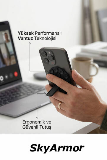 Standlı Silikon Vantuzlu Telefon Sabitleyici ve Masa Üstü Tutucu Sky161 - 7