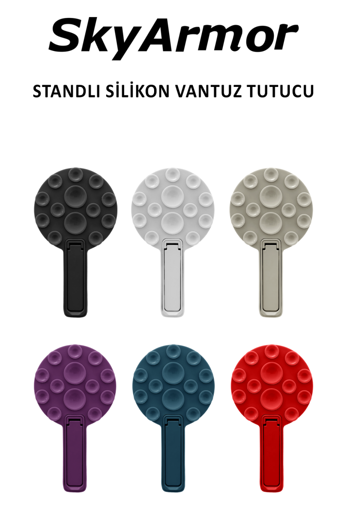 Standlı Silikon Vantuzlu Telefon Sabitleyici ve Masa Üstü Tutucu Sky161 - 1