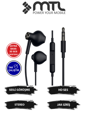 Tak Çalıştır Stero 3.5mm Jack Kulaklık Mikrofonlu - Extra Bass - 5
