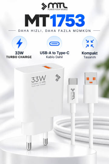 Tecno Camon 18 Premier Uyumlu 33W Turbo USB Şarj Seti Qc 4.0 MT-A1753