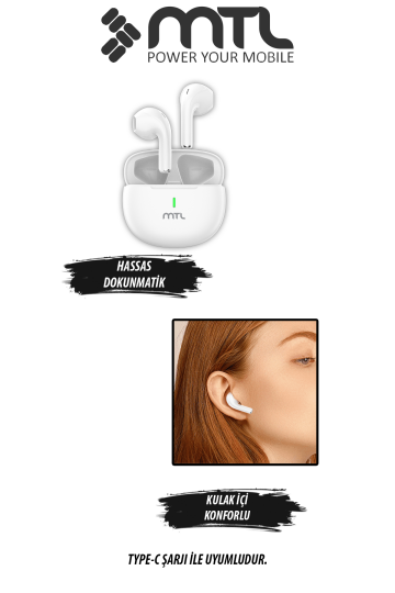 TWS Kablosuz Bluetooth Kulaklık Şık ve Hafif Tasarım Yüksek Ses Kalitesi Hassas Dokunmatik Kontrol - 2