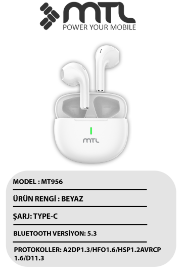 TWS Kablosuz Bluetooth Kulaklık Şık ve Hafif Tasarım Yüksek Ses Kalitesi Hassas Dokunmatik Kontrol - 3