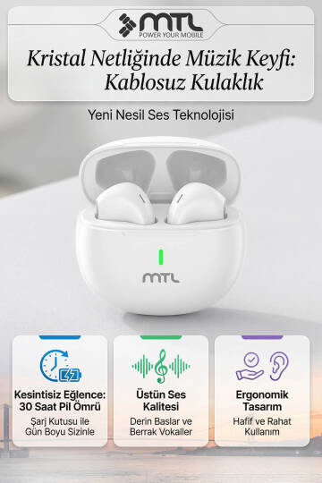 TWS Kablosuz Bluetooth Kulaklık Şık ve Hafif Tasarım Yüksek Ses Kalitesi Hassas Dokunmatik Kontrol - 4