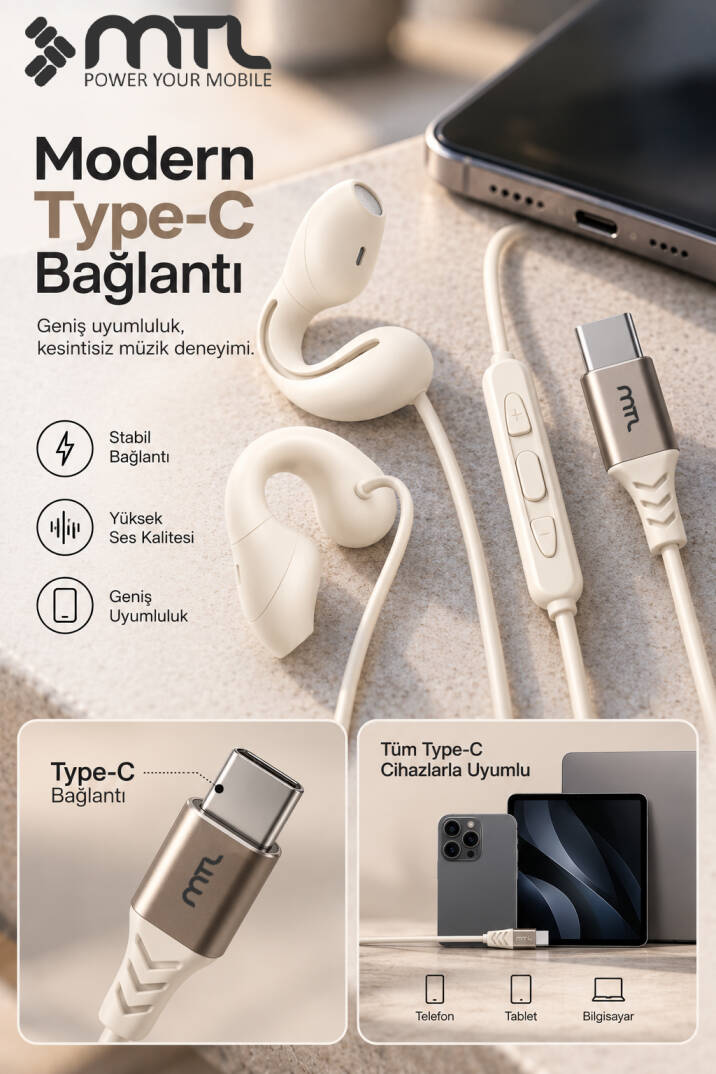 Type-C Açık Kulak(OpenEar)Stereo Kulaklık Kancalı Tak Çalıştır Oyuncu Spor Yüksek Ses Kalitesi MT299 - 6